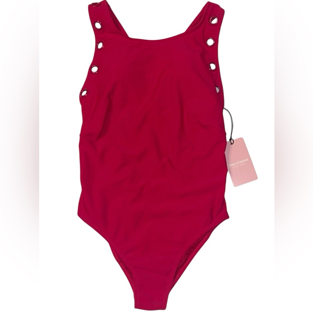 NEW Juicy Couture Swim One Piece Swimsuit Barberry Grommet Bathing suit Bra